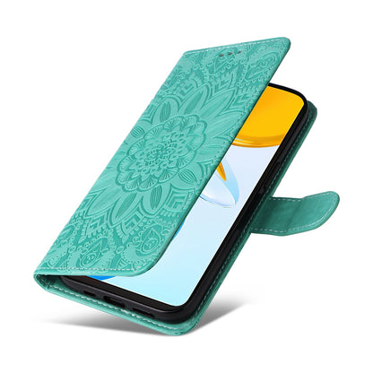 Honor Play 30 Sunflower Embossed Leather Wallet Phone Case with Kickstand and Card Holder