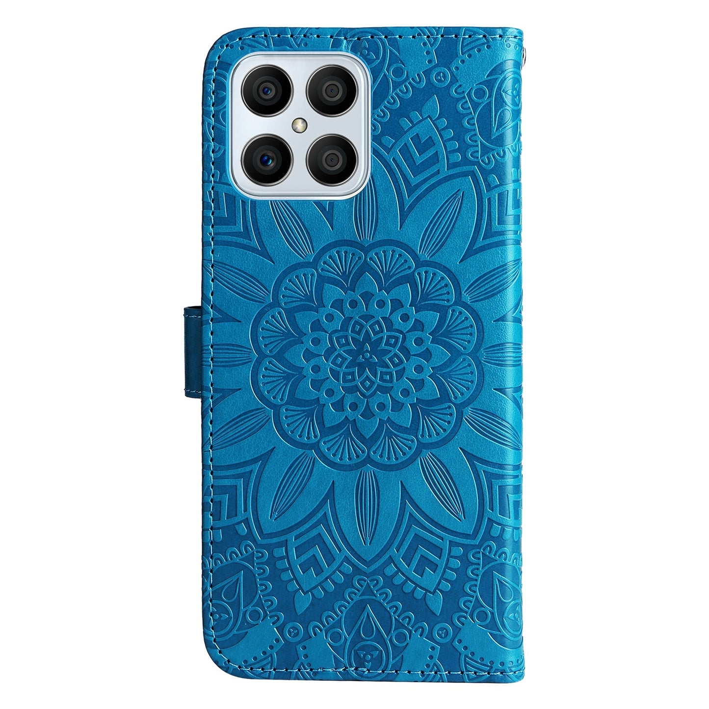 Honor X8 Sunflower Embossed Leather Wallet Phone Case with Kickstand and Card Holder