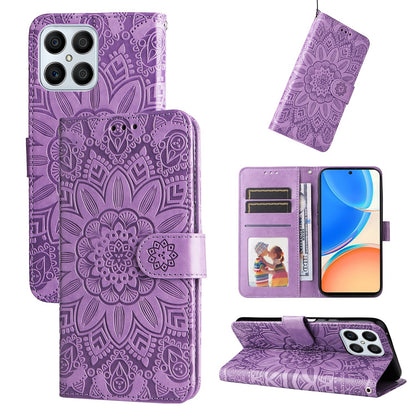 Honor X30i Sunflower Embossed Leather Wallet Phone Case with Kickstand and Card Holder