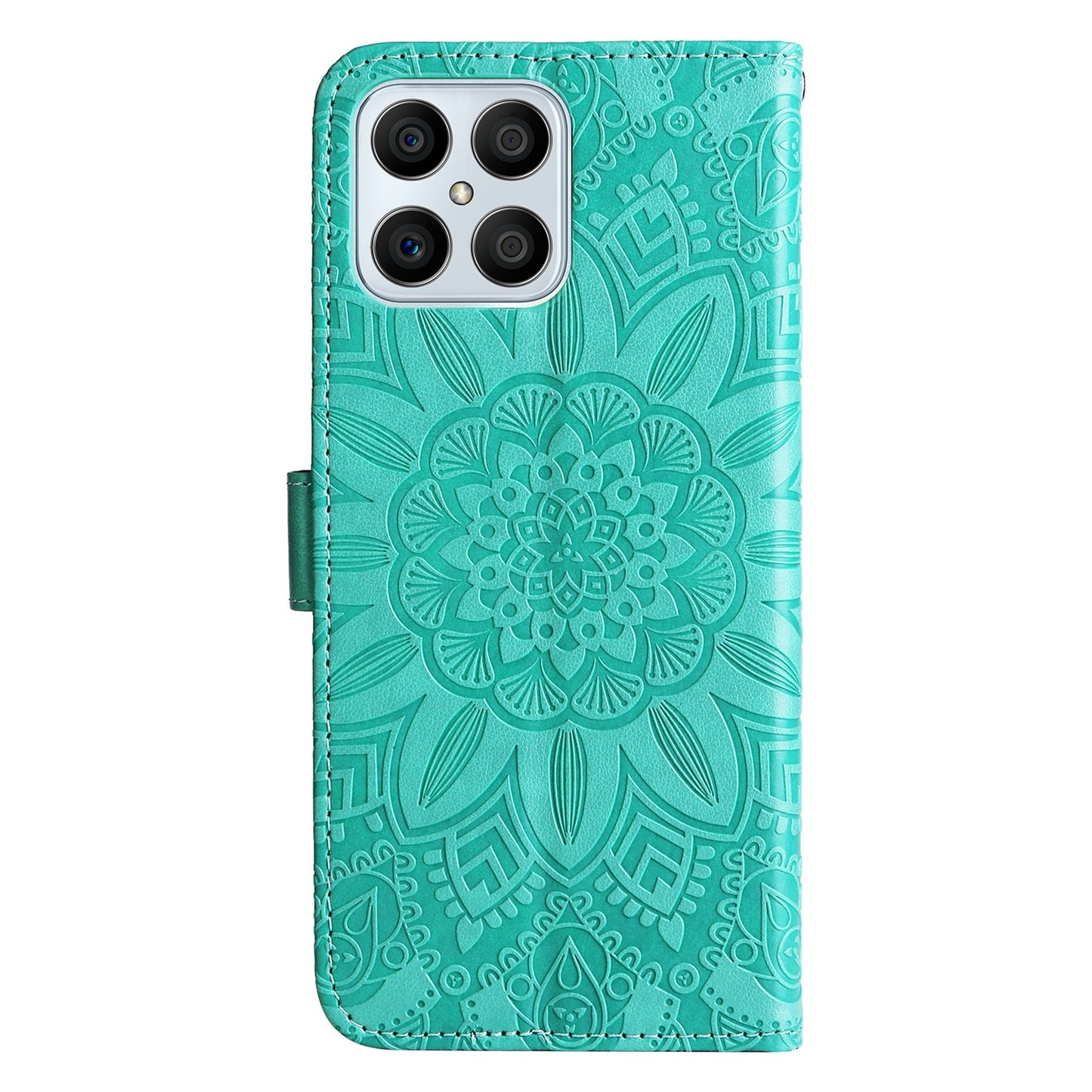 Honor X8 Sunflower Embossed Leather Wallet Phone Case with Kickstand and Card Holder