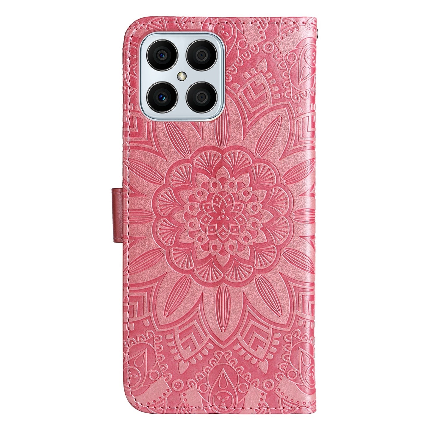 Honor X8 Sunflower Embossed Leather Wallet Phone Case with Kickstand and Card Holder