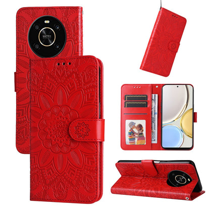 Honor X30 Sunflower Embossed Leather Wallet Phone Case with Kickstand and Card Holder