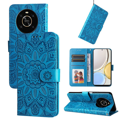 Honor X30 Sunflower Embossed Leather Wallet Phone Case with Kickstand and Card Holder