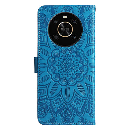 Honor X9 5G Sunflower Embossed Leather Wallet Phone Case with Kickstand and Card Holder