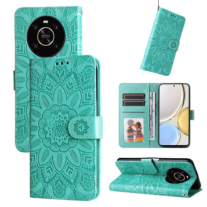 Honor X30 Sunflower Embossed Leather Wallet Phone Case with Kickstand and Card Holder