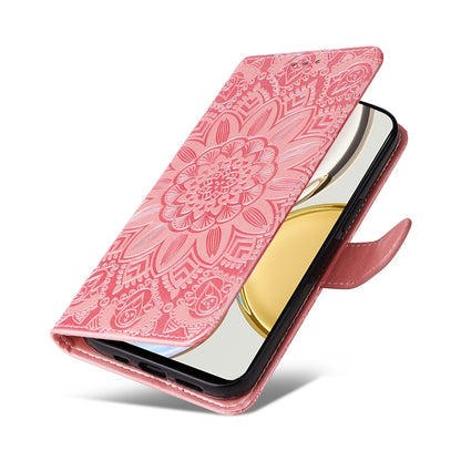 Honor X30 Sunflower Embossed Leather Wallet Phone Case with Kickstand and Card Holder