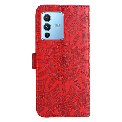 vivo S12 Pro Sunflower Embossed Leather Wallet Phone Case with Kickstand and Card Holder