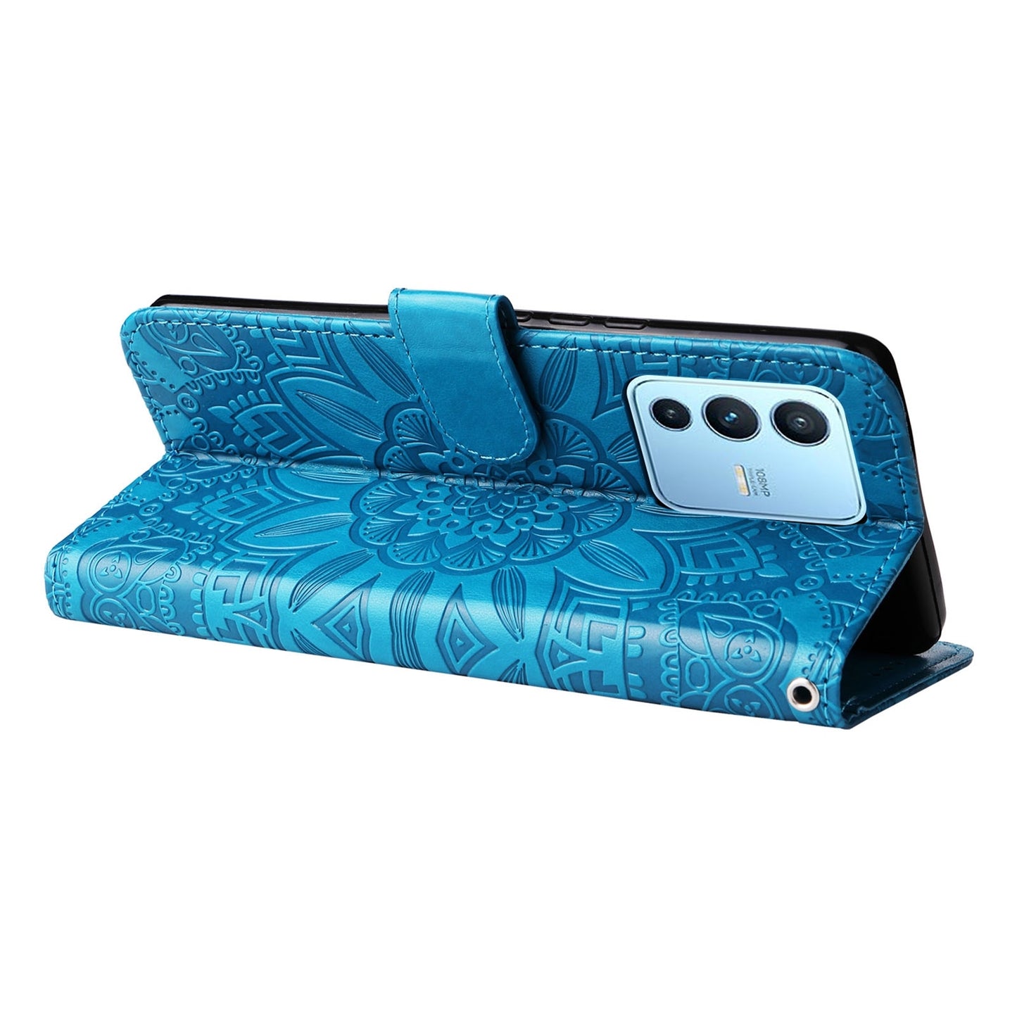 vivo S12 Pro Sunflower Embossed Leather Wallet Phone Case with Kickstand and Card Holder