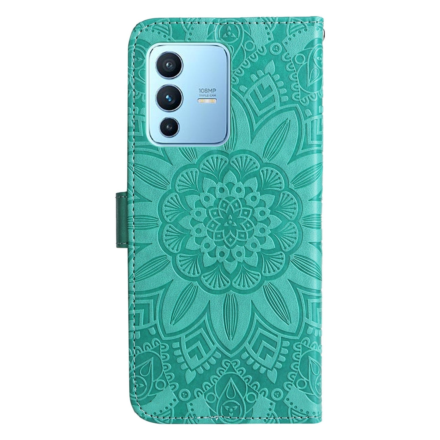 vivo S12 Pro Sunflower Embossed Leather Wallet Phone Case with Kickstand and Card Holder