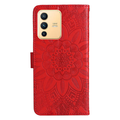 vivo S12 Sunflower Embossed Leather Wallet Phone Case with Kickstand and Card Holder