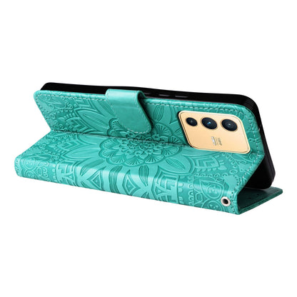 vivo S12 Sunflower Embossed Leather Wallet Phone Case with Kickstand and Card Holder