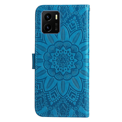 vivo Y15s 2021 Sunflower Embossed Leather Wallet Phone Case with Kickstand and Card Holder