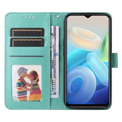 vivo T1 5G Sunflower Embossed Leather Wallet Phone Case with Kickstand and Card Holder