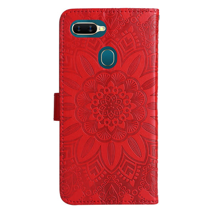 OPPO A5s Sunflower Embossed Leather Wallet Phone Case with Kickstand and Card Holder