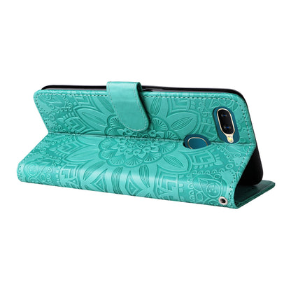 OPPO A5s Sunflower Embossed Leather Wallet Phone Case with Kickstand and Card Holder