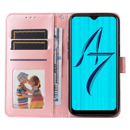 OPPO A5s Sunflower Embossed Leather Wallet Phone Case with Kickstand and Card Holder