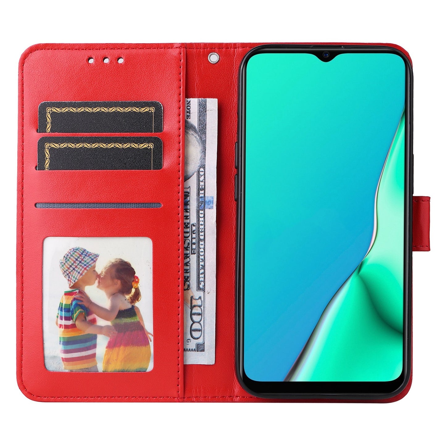 OPPO A9 Sunflower Embossed Leather Wallet Phone Case with Kickstand and Card Holder