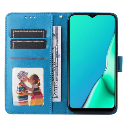 OPPO A9 Sunflower Embossed Leather Wallet Phone Case with Kickstand and Card Holder