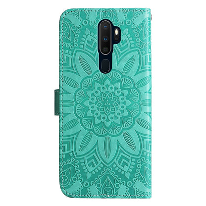 OPPO A5 2020 Sunflower Embossed Leather Wallet Phone Case with Kickstand and Card Holder