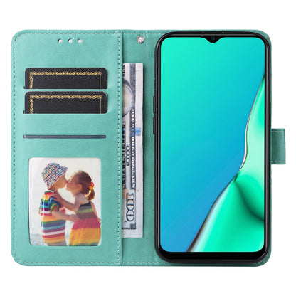 OPPO A5 2020 Sunflower Embossed Leather Wallet Phone Case with Kickstand and Card Holder