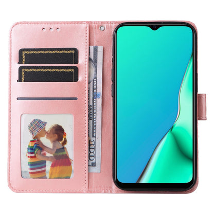 OPPO A9 Sunflower Embossed Leather Wallet Phone Case with Kickstand and Card Holder