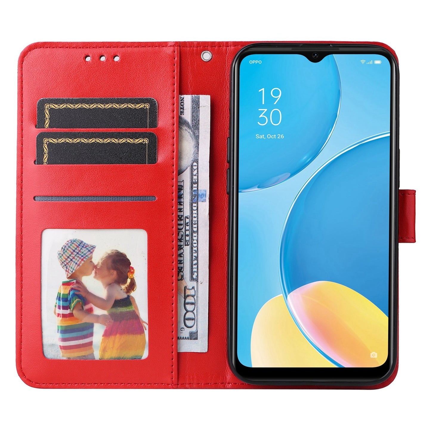 OPPO A16e Sunflower Embossed Leather Wallet Phone Case with Kickstand and Card Holder
