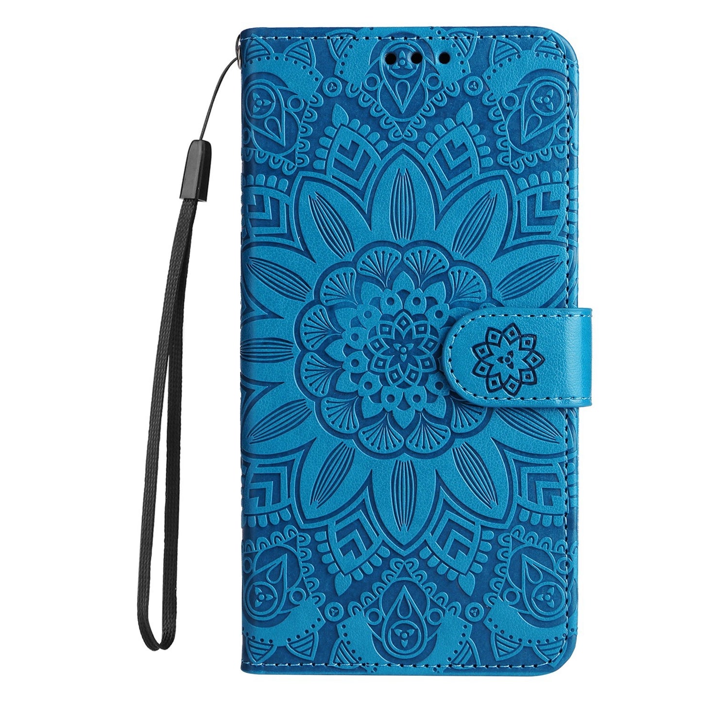 OPPO A15 Sunflower Embossed Leather Wallet Phone Case with Kickstand and Card Holder