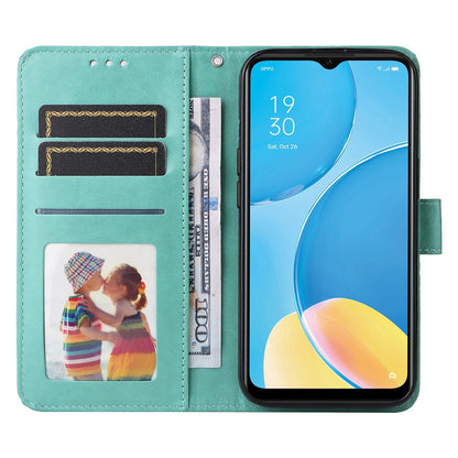 OPPO A16K Sunflower Embossed Leather Wallet Phone Case with Kickstand and Card Holder