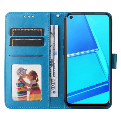 OPPO A92 Sunflower Embossed Leather Wallet Phone Case with Kickstand and Card Holder