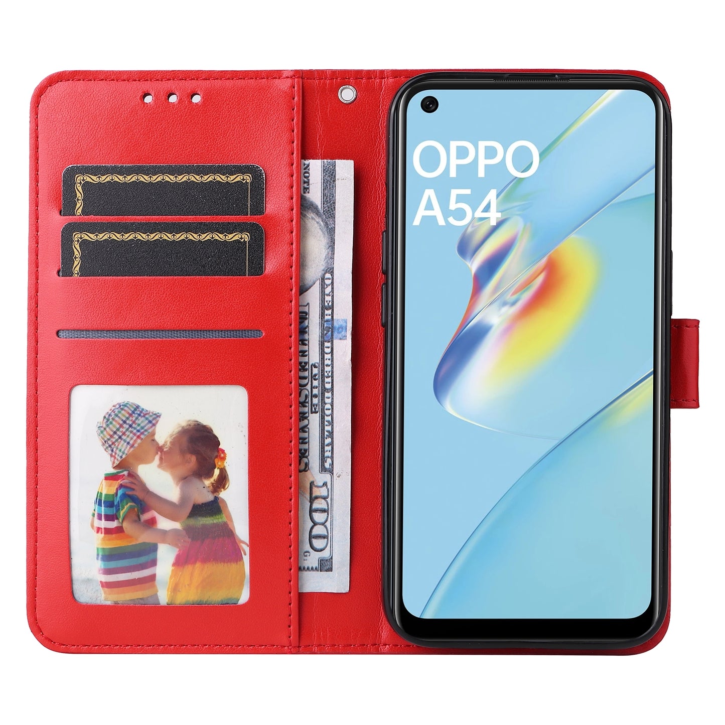 OPPO A54 4G Sunflower Embossed Leather Wallet Phone Case with Kickstand and Card Holder