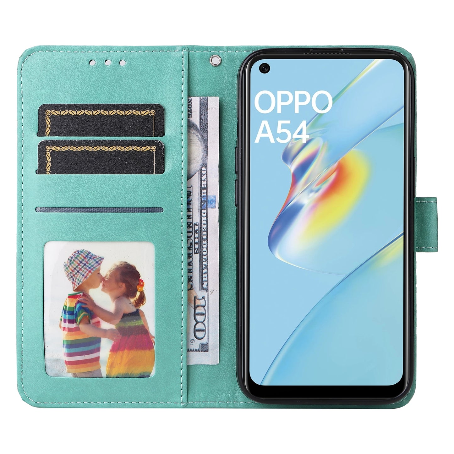 OPPO A16s Sunflower Embossed Leather Wallet Phone Case with Kickstand and Card Holder