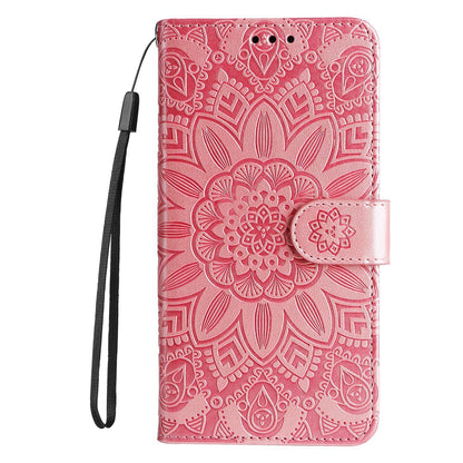 OPPO A54 4G Sunflower Embossed Leather Wallet Phone Case with Kickstand and Card Holder