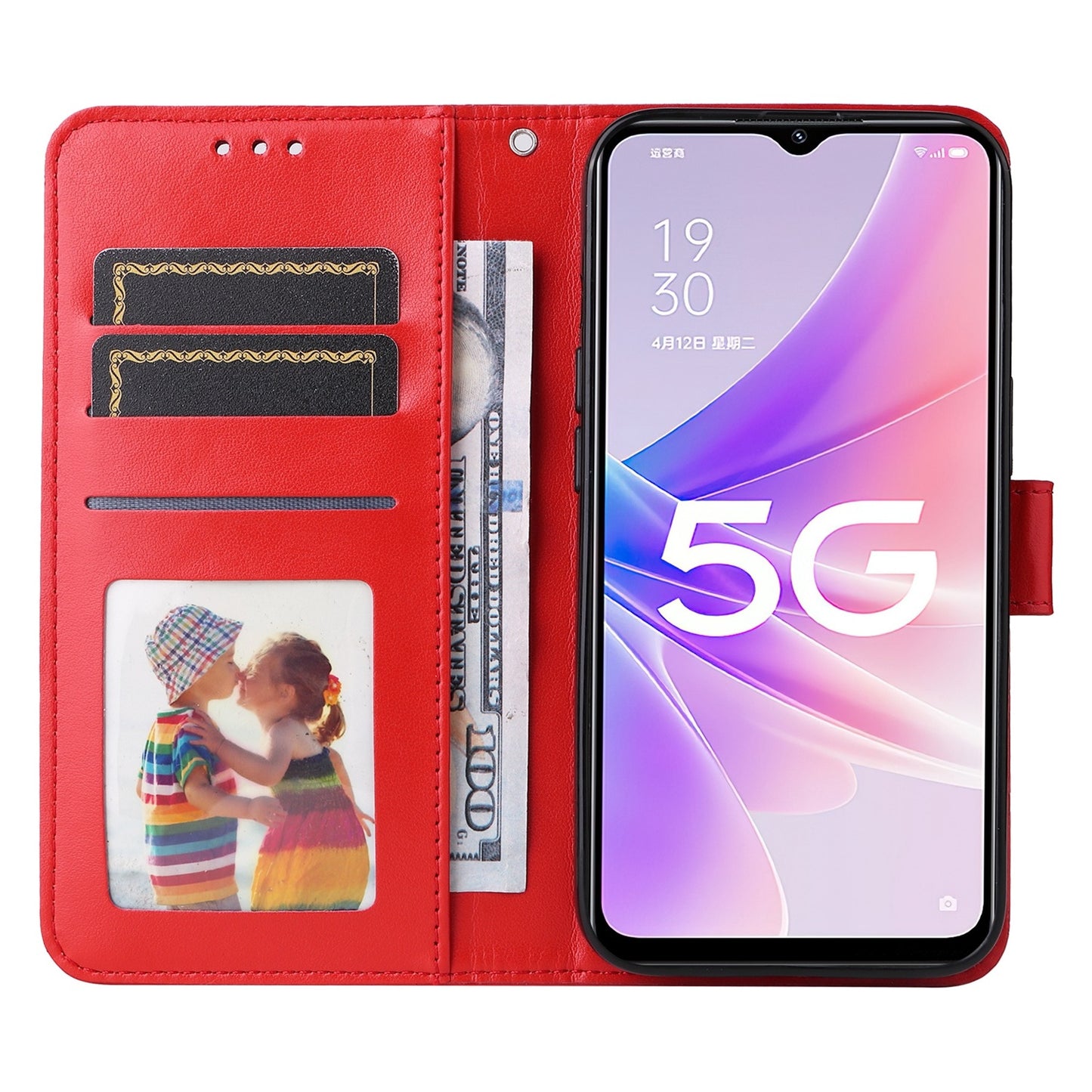 Realme V23 Sunflower Embossed Leather Wallet Phone Case with Kickstand and Card Holder