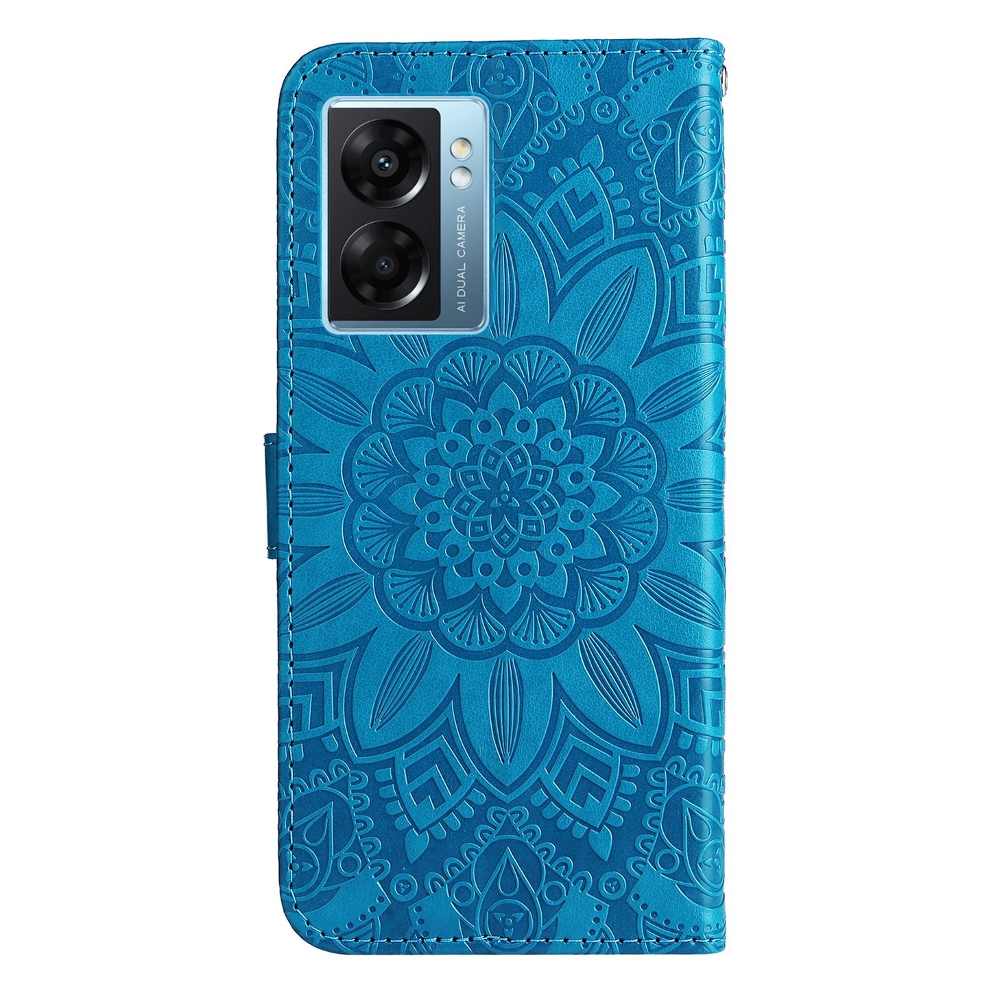 Realme V23 Sunflower Embossed Leather Wallet Phone Case with Kickstand and Card Holder