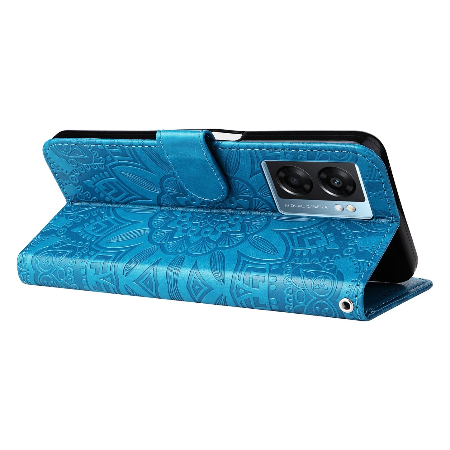 Realme V23 Sunflower Embossed Leather Wallet Phone Case with Kickstand and Card Holder