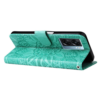 Realme V23 Sunflower Embossed Leather Wallet Phone Case with Kickstand and Card Holder