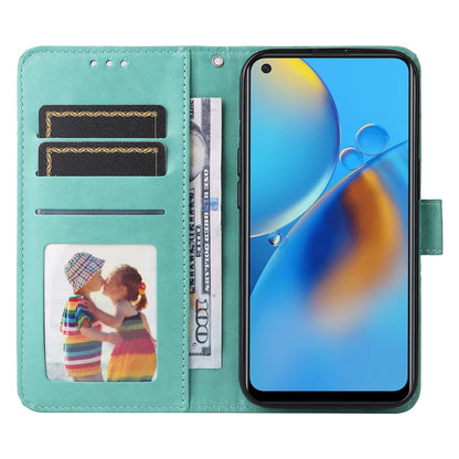 OPPO A95 4G Sunflower Embossed Leather Wallet Phone Case with Kickstand and Card Holder
