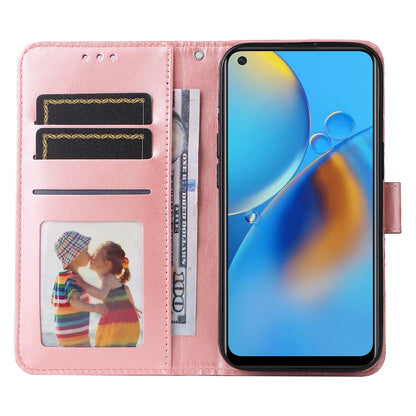 OPPO A74 4G Sunflower Embossed Leather Wallet Phone Case with Kickstand and Card Holder