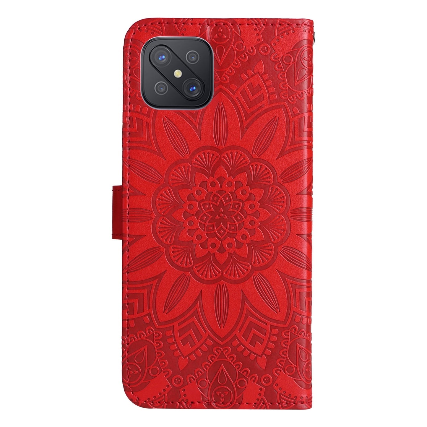 OPPO A92s Sunflower Embossed Leather Wallet Phone Case with Kickstand and Card Holder