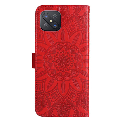 OPPO A53 5G Sunflower Embossed Leather Wallet Phone Case with Kickstand and Card Holder