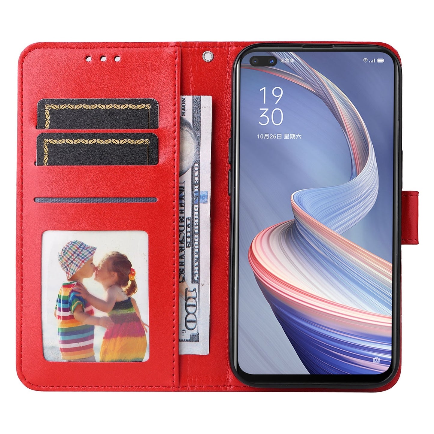 OPPO A92s Sunflower Embossed Leather Wallet Phone Case with Kickstand and Card Holder