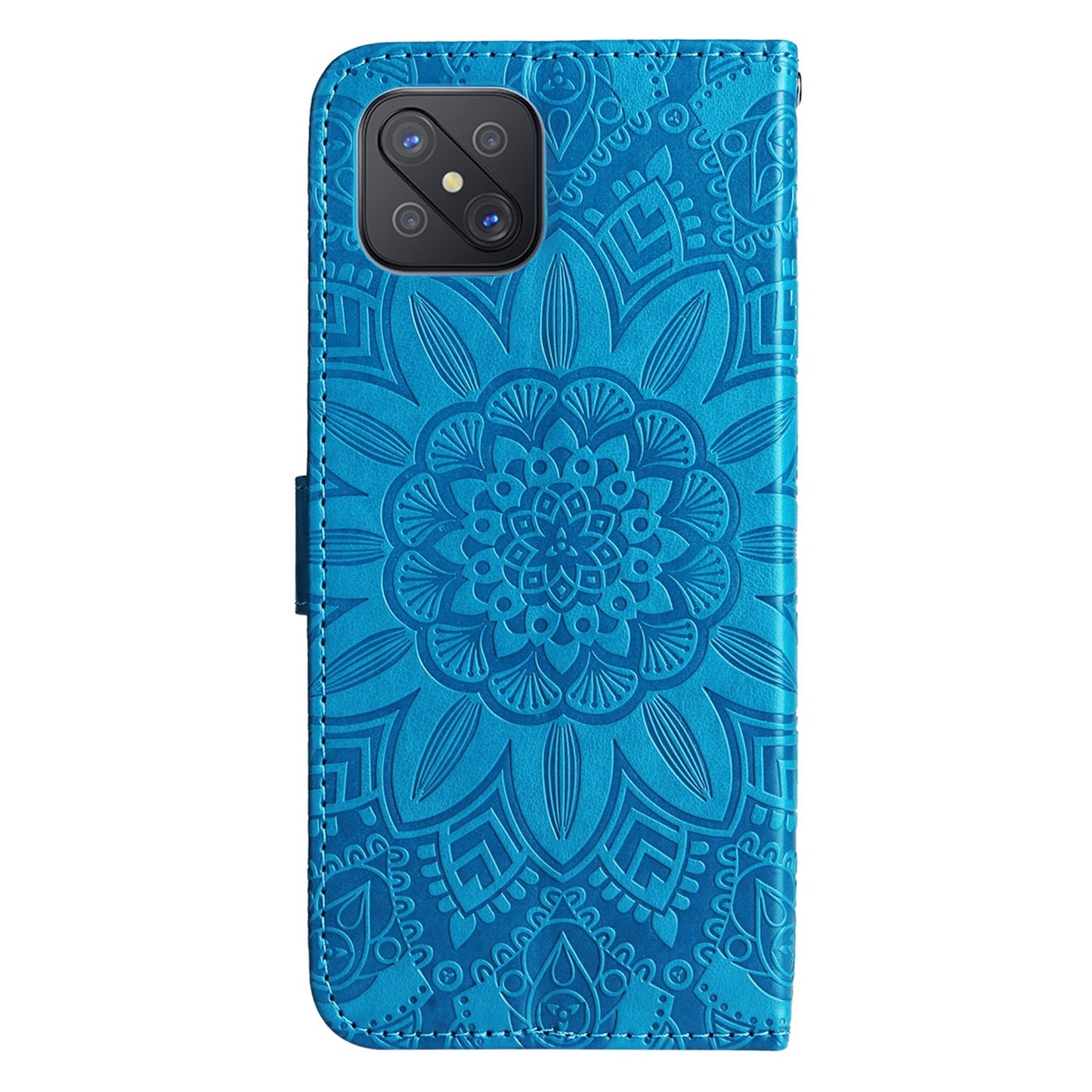 OPPO A92s Sunflower Embossed Leather Wallet Phone Case with Kickstand and Card Holder