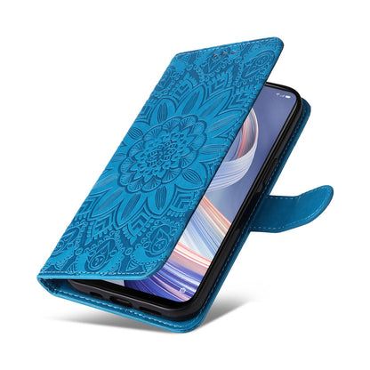 OPPO A92s Sunflower Embossed Leather Wallet Phone Case with Kickstand and Card Holder