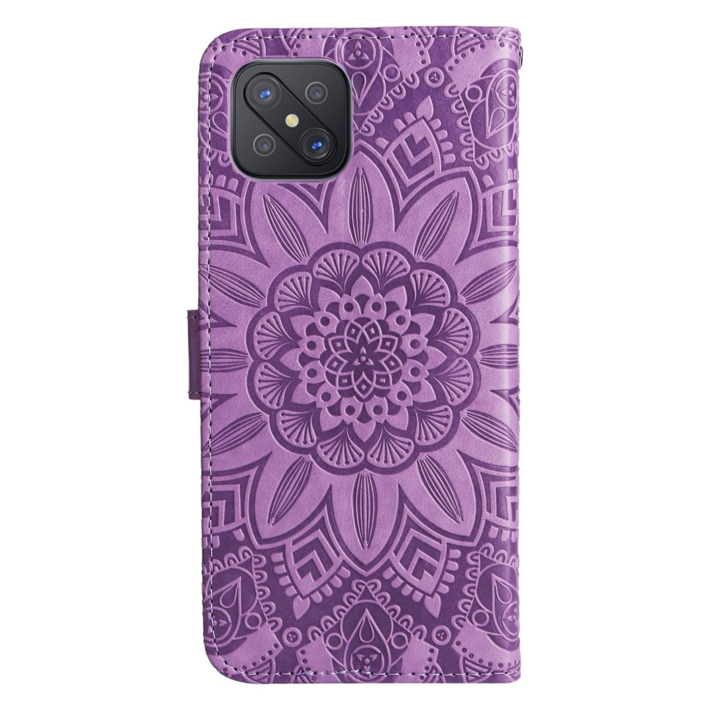 OPPO A53 5G Sunflower Embossed Leather Wallet Phone Case with Kickstand and Card Holder
