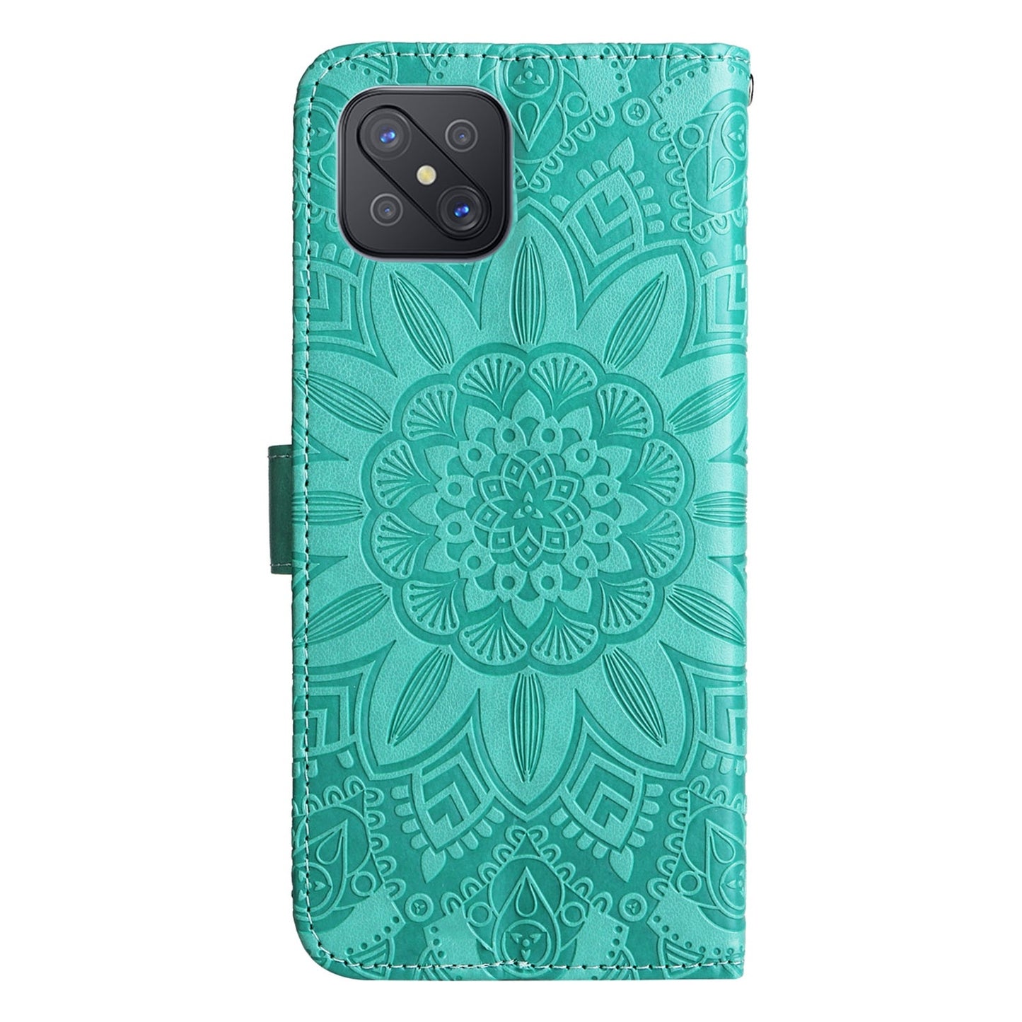 OPPO A92s Sunflower Embossed Leather Wallet Phone Case with Kickstand and Card Holder