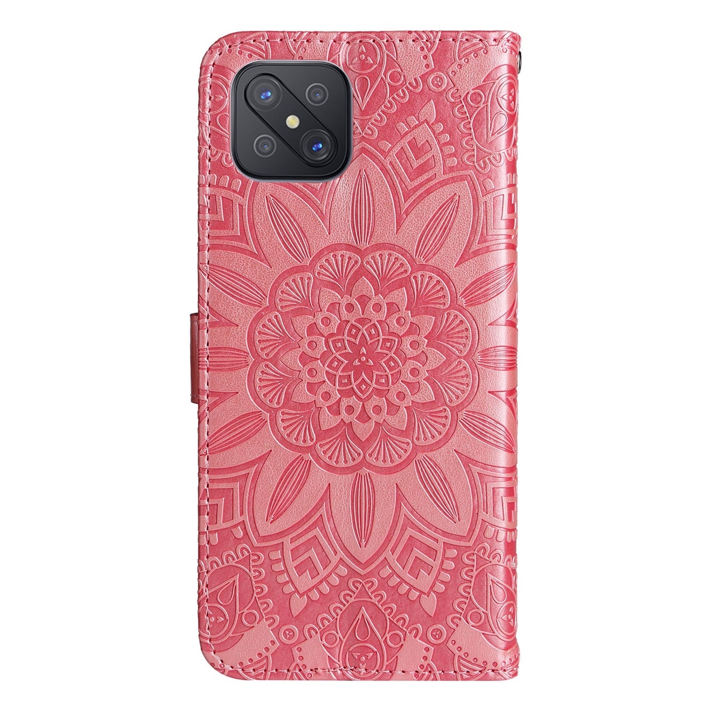 OPPO A53 5G Sunflower Embossed Leather Wallet Phone Case with Kickstand and Card Holder