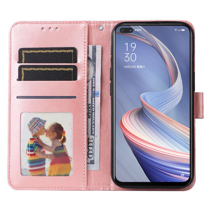 OPPO A92s Sunflower Embossed Leather Wallet Phone Case with Kickstand and Card Holder