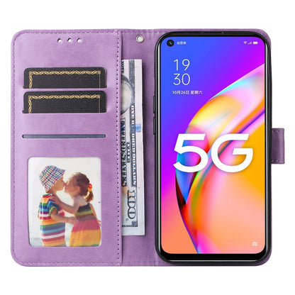 OPPO A74 5G Sunflower Embossed Leather Wallet Phone Case with Kickstand and Card Holder