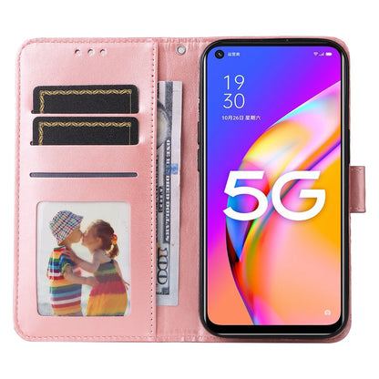 OPPO A54 5G Sunflower Embossed Leather Wallet Phone Case with Kickstand and Card Holder