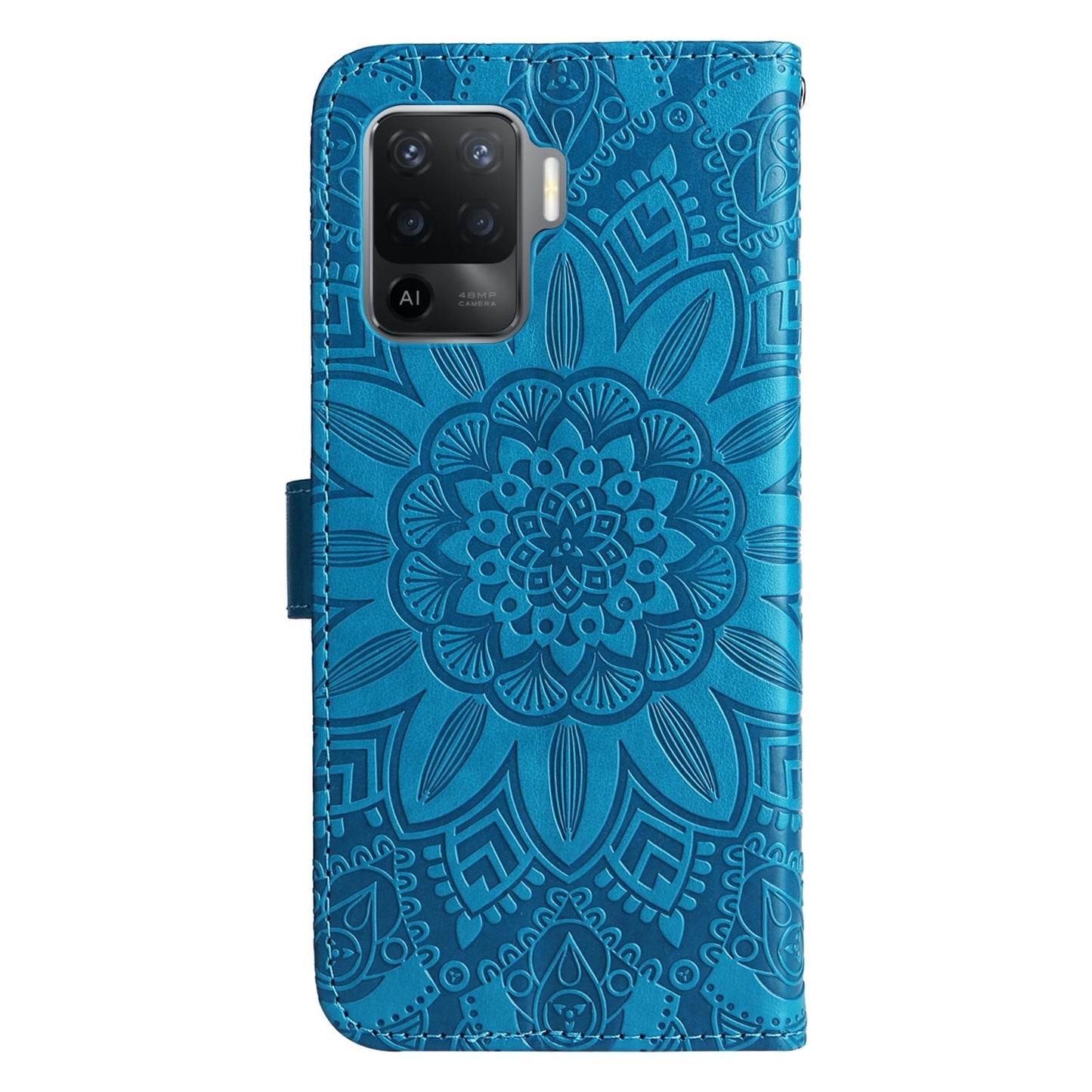 OPPO F19 Pro Sunflower Embossed Leather Wallet Phone Case with Kickstand and Card Holder